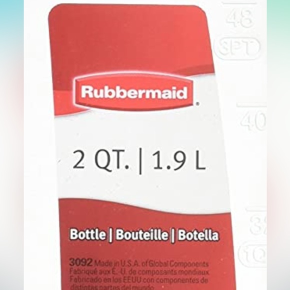 Rubbermaid, Flexible 2qt/1L Red Top & Frosted Clear Container with indented grip - Picture 11 of 14